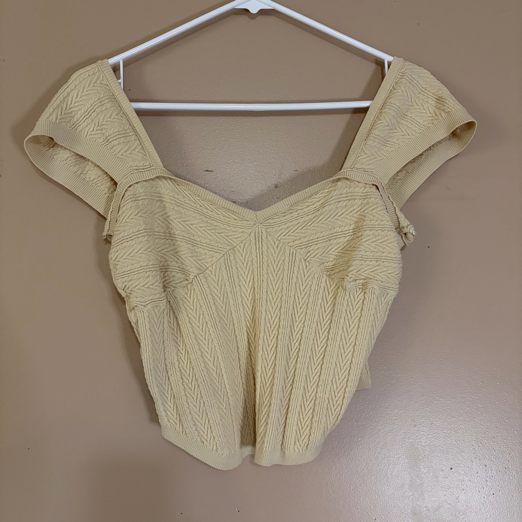 Free People Cream Knit Top